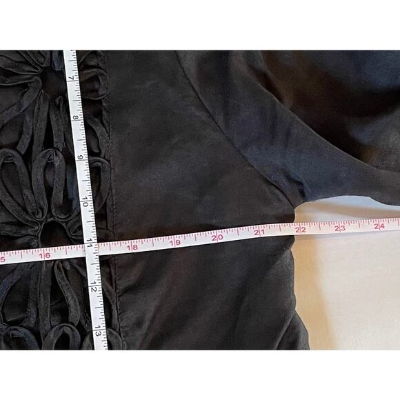 Night Studio Black Linen Floral Embroidered 3/4 Sleeve Blazer, Size 18 - Picture 12 of 13